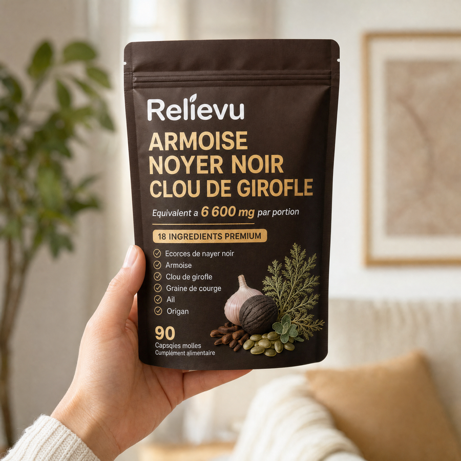 Pot de gélules d'armoise, noyer noir et clou de girofle Relievu