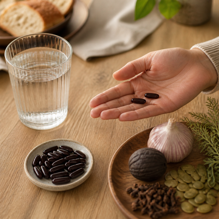 Routine quotidiana con le capsule di piante amare Relievu
