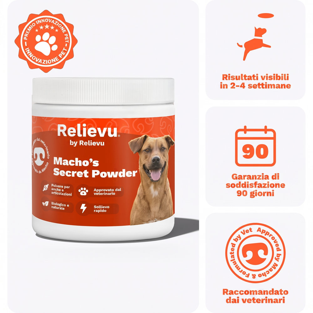 Relievu Macho's Secret Powder Anche e Articolazioni per Cani (150 g)