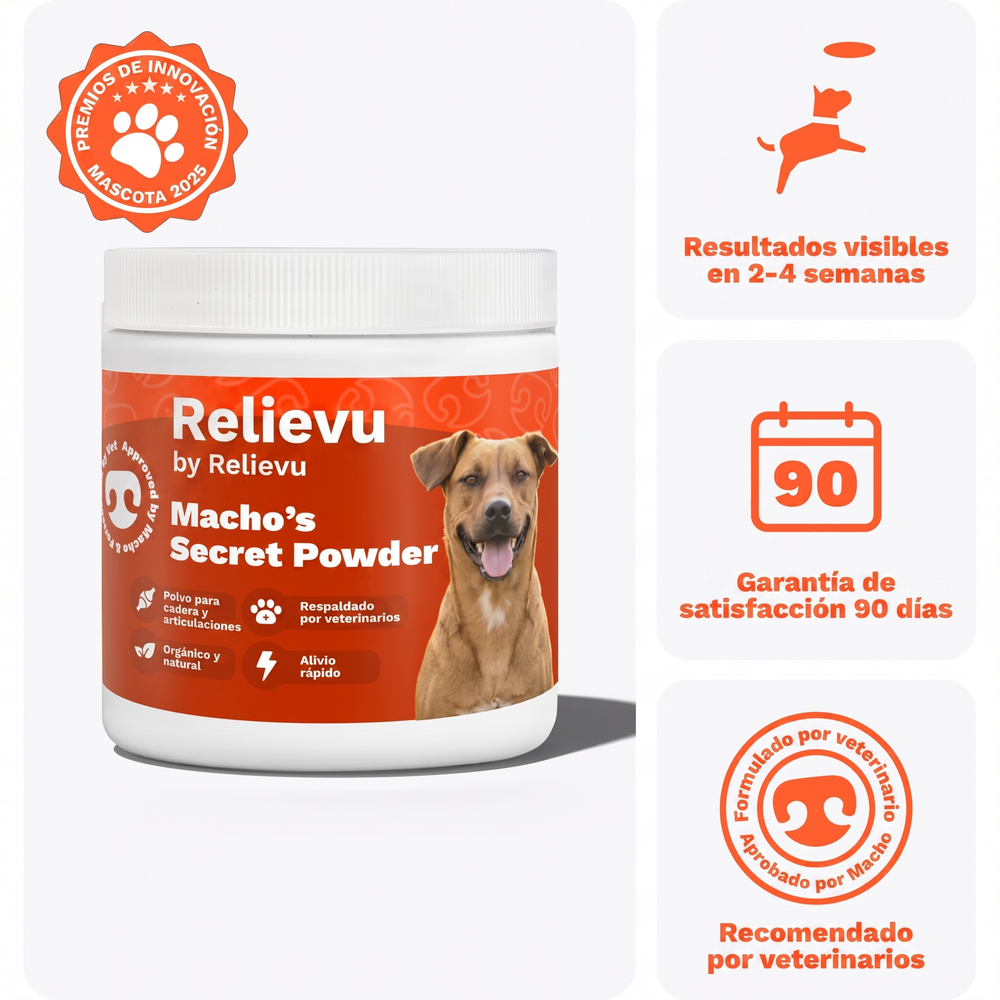 Relievu Macho's Secret Powder Caderas y Articulaciones para Perros (150 g)