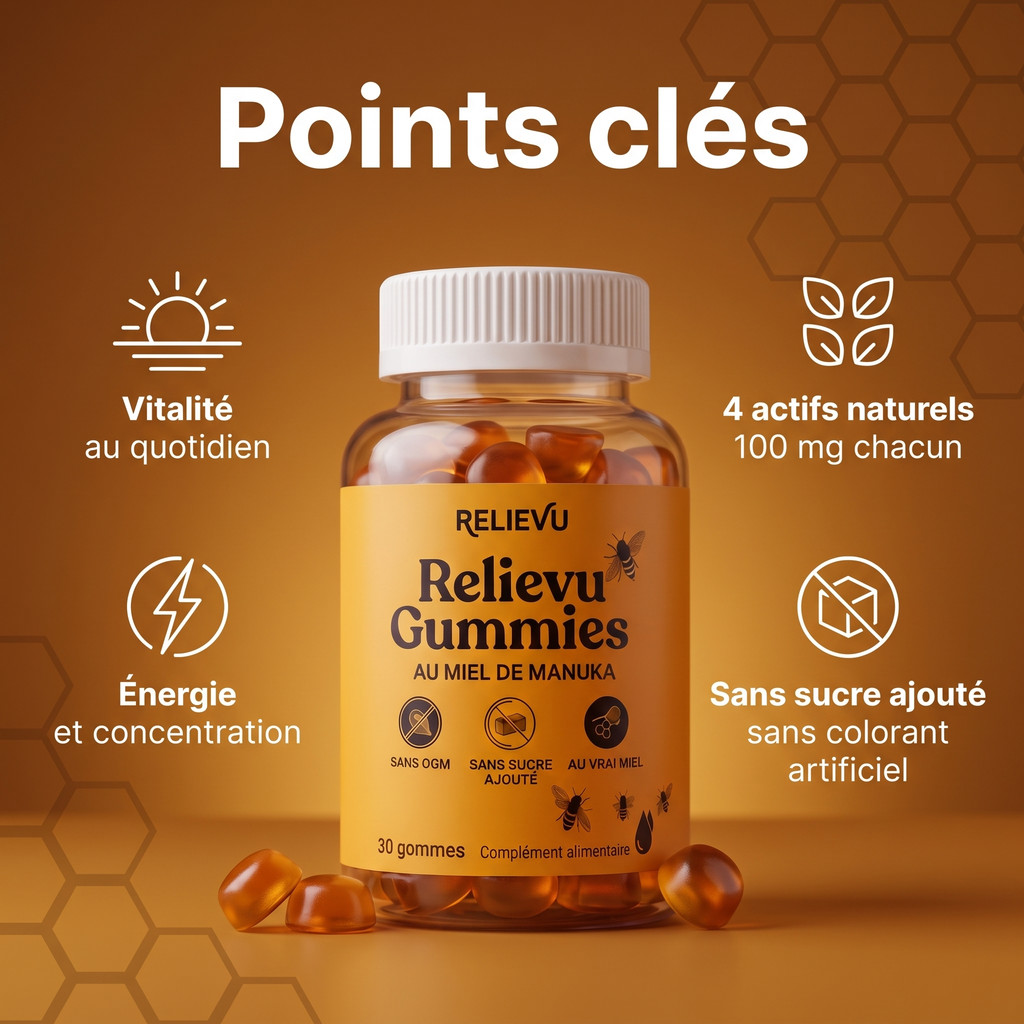 Points clés : vitalité au quotidien, énergie et concentration, 4 actifs naturels à 100 mg, sans sucre ajouté
