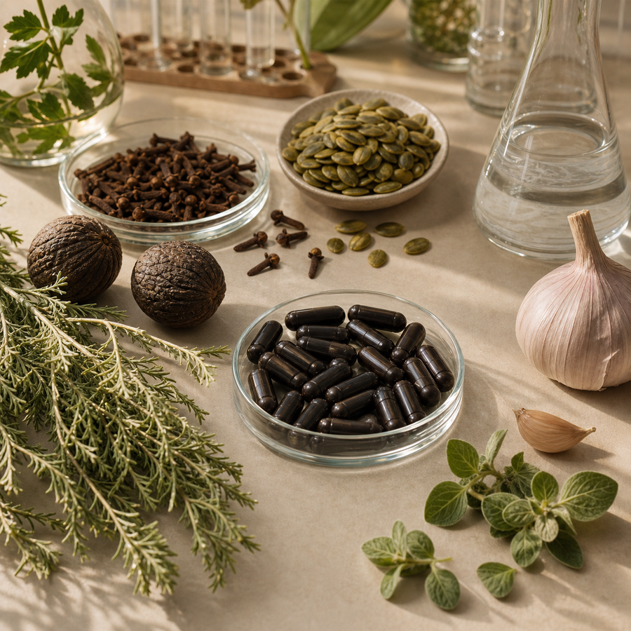 Barattolo di capsule di Artemisia, Noce Nero e Chiodi di Garofano Relievu