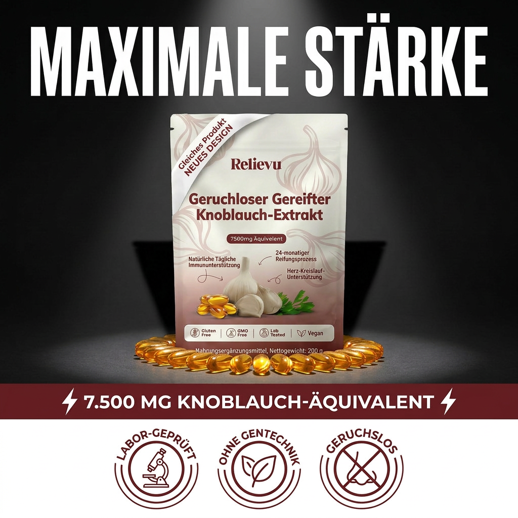 Gealterter Knoblauch-Extrakt – 7500 mg Geruchsneutrale Weichkapseln DE