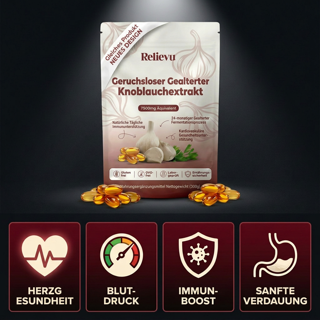 Gealterter Knoblauch-Extrakt – 7500 mg Geruchsneutrale Weichkapseln DE