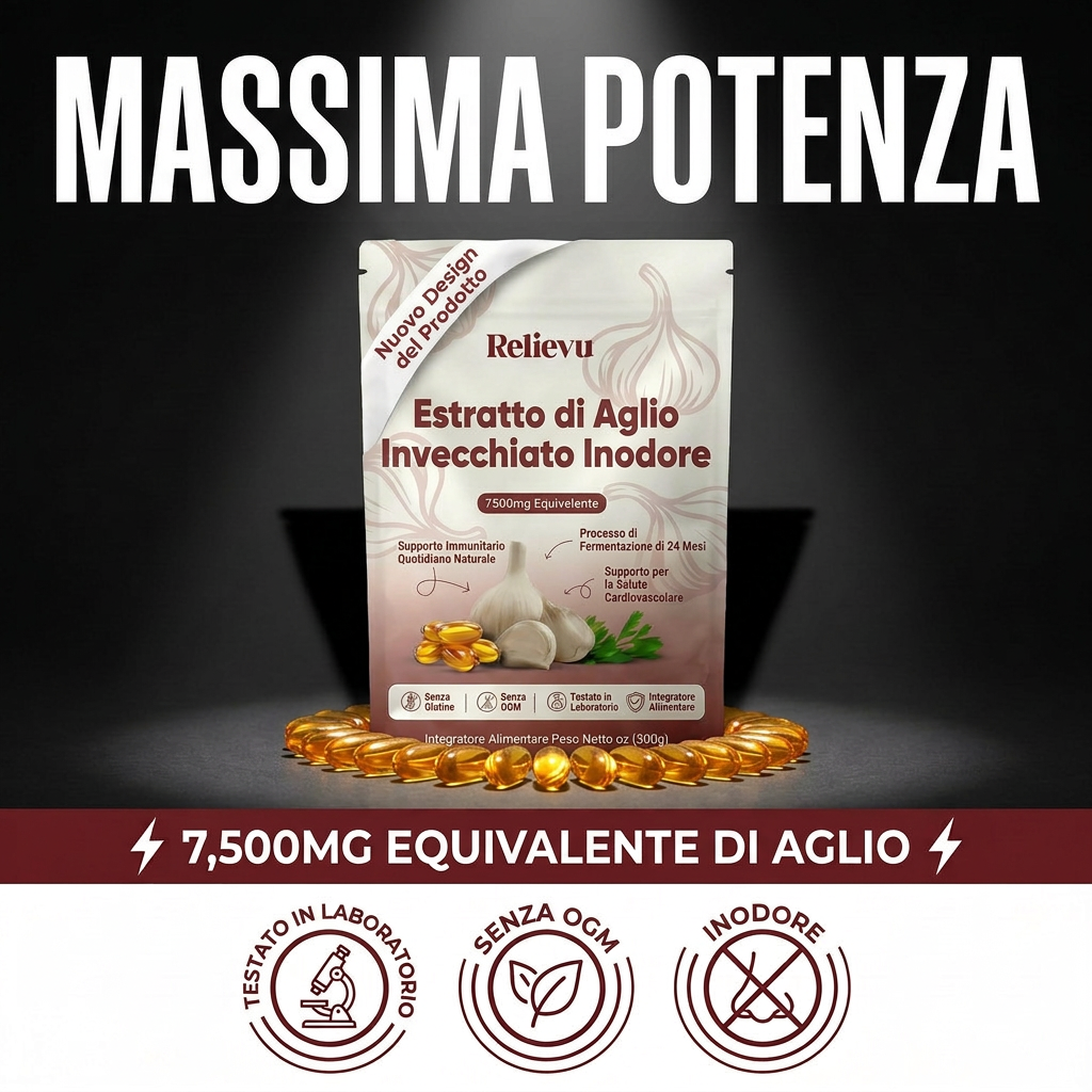 Estratto di Aglio Invecchiato – 7500 mg Capsule Molli Inodori IT