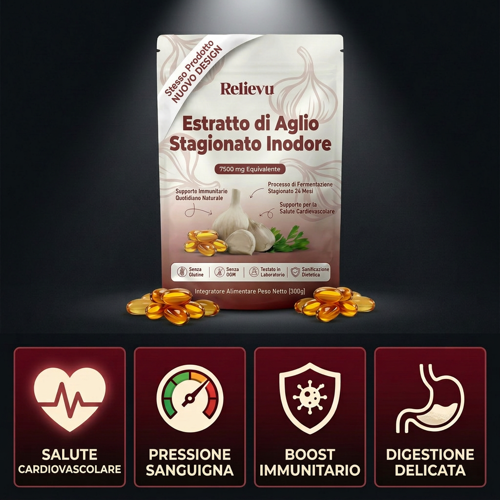 Estratto di Aglio Invecchiato – 7500 mg Capsule Molli Inodori IT