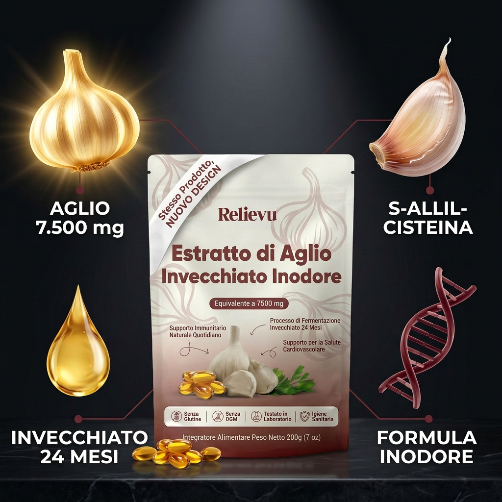 Estratto di Aglio Invecchiato – 7500 mg Capsule Molli Inodori IT