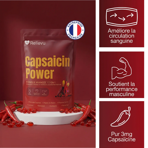 Relievu Capsaicin Power — Formule Avancée 12-en-1, 160 softgels