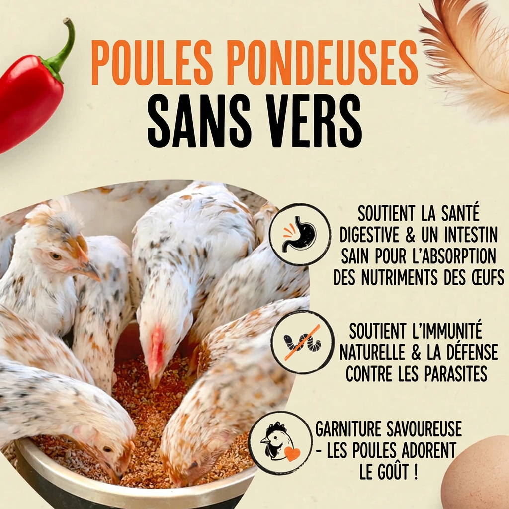 Poules Pondeuses Sans Vers — Soutient la santé digestive