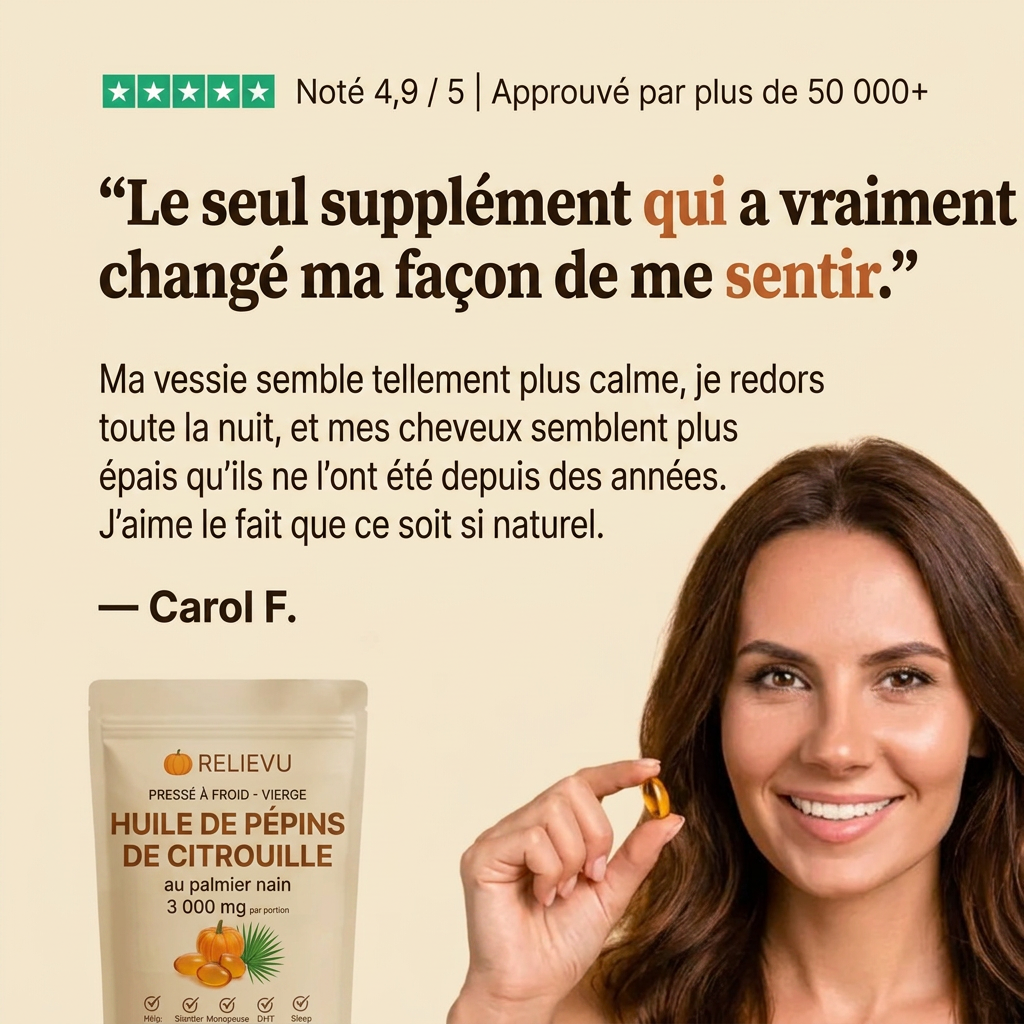 Relievu Huile de Pépins de Citrouille avec Palmier Nain - 3 000 mg