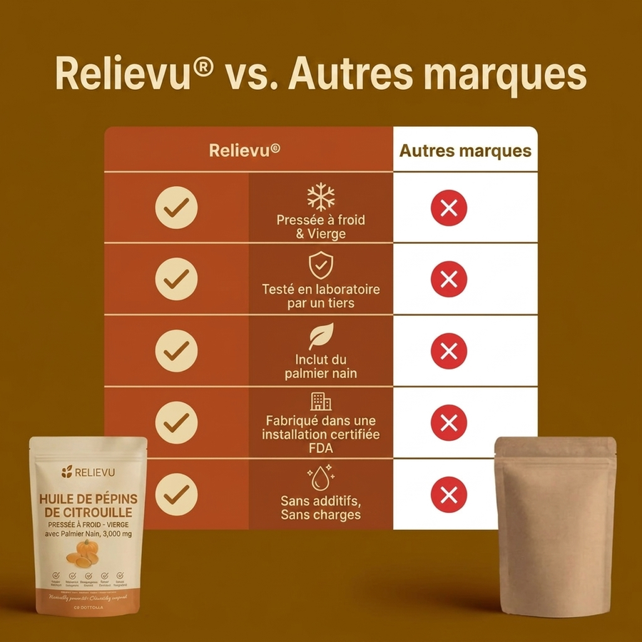 Relievu Huile de Pépins de Citrouille avec Palmier Nain - 3 000 mg
