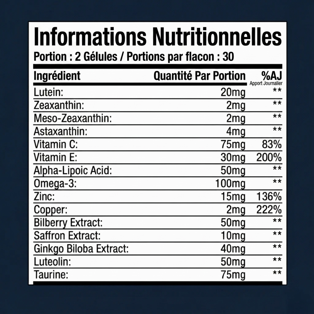 Tableau nutritionnel