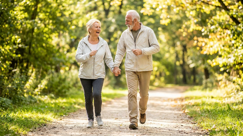 Couple actif en promenade