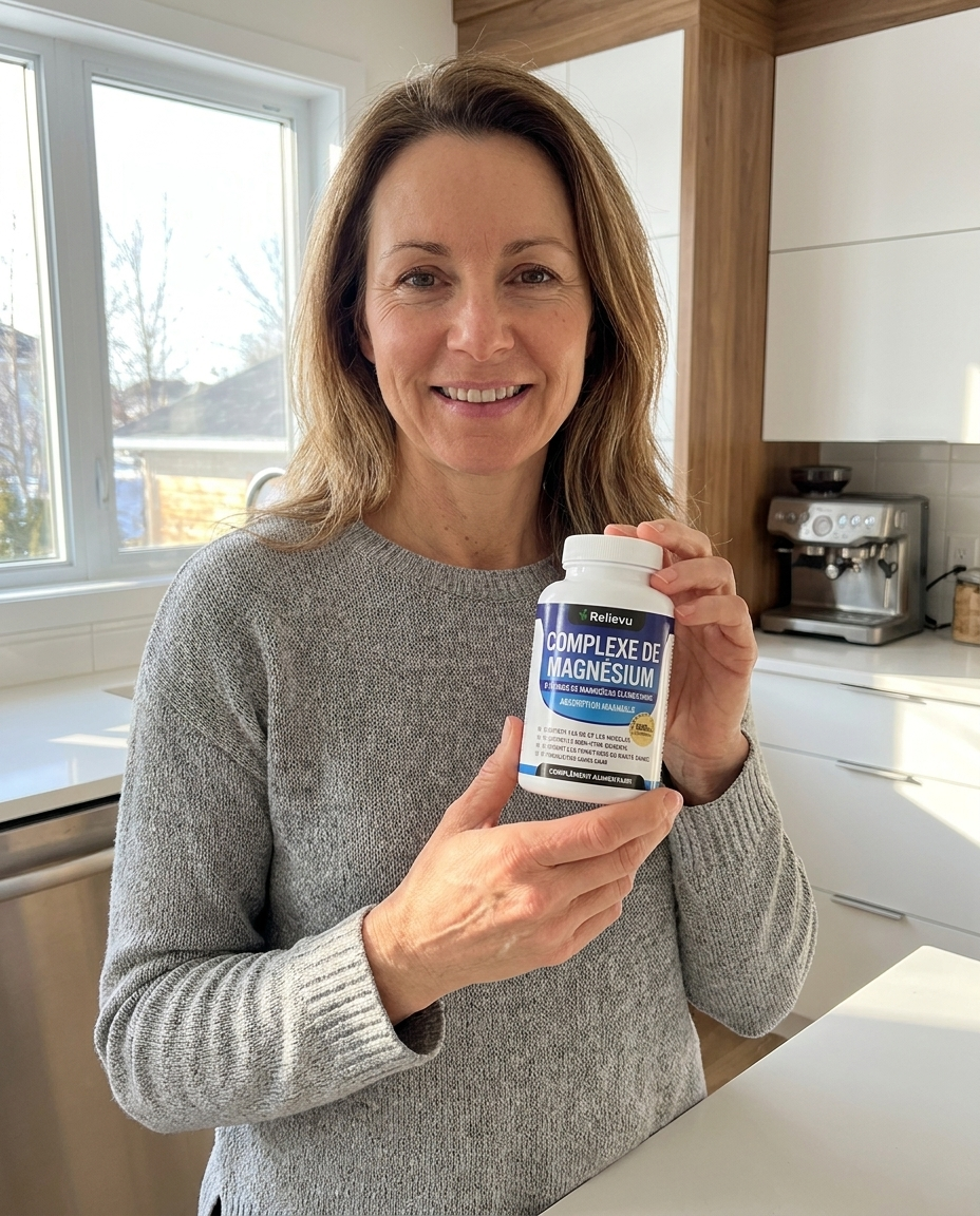 Cliente tenant le flacon magnesium