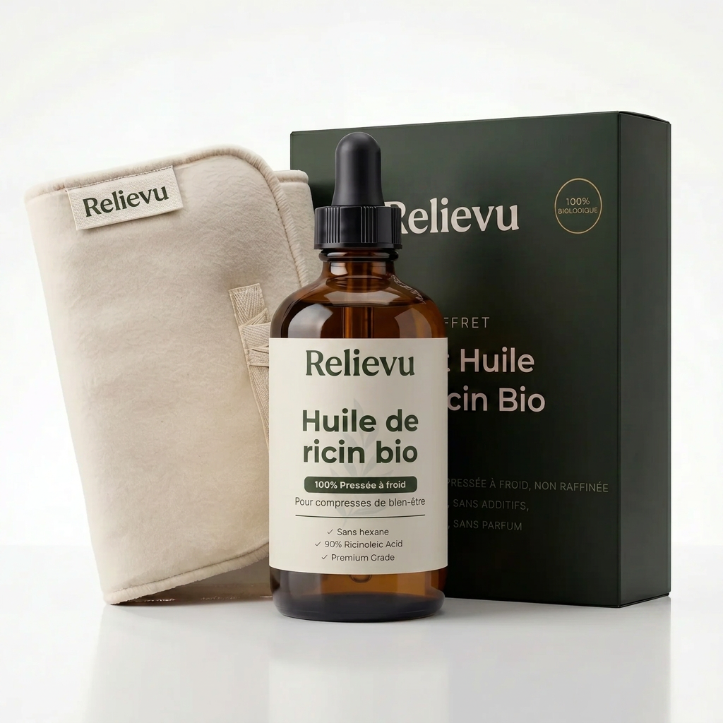 Coffret huile de ricin bio et compresse Relievu
