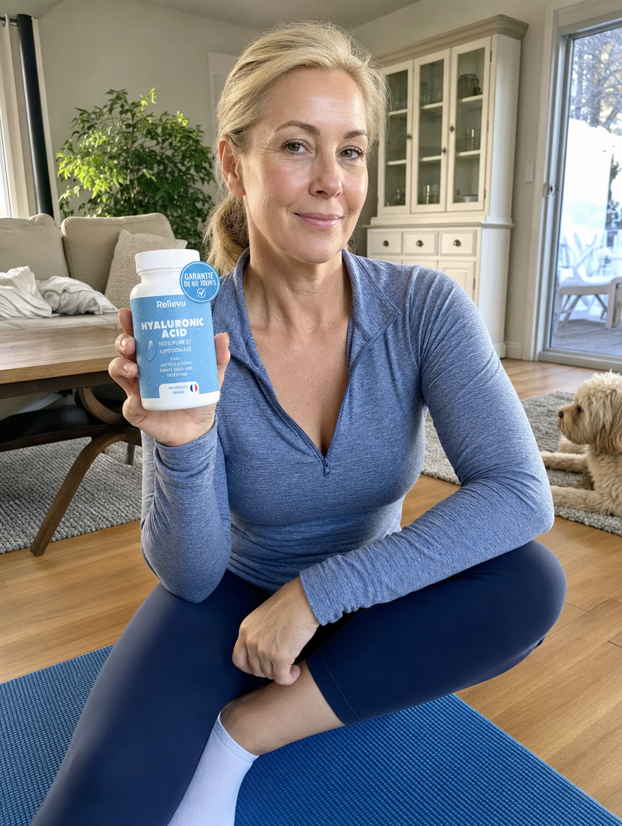 Cliente Relievu dopo una sessione di yoga con il flacone