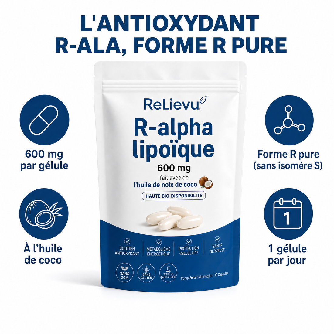Relievu Acide Alpha Lipoïque R 600 mg (30 gélules)