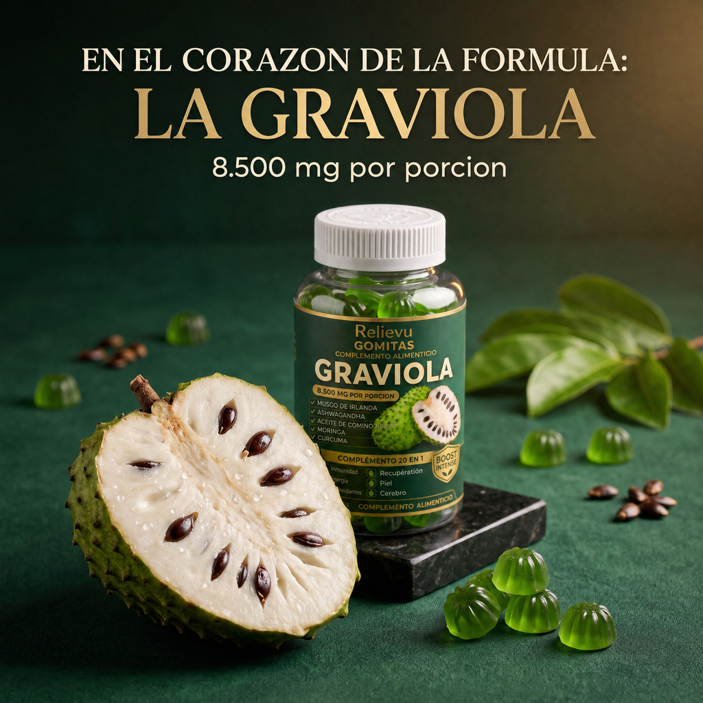 En el corazon de la formula: la graviola, 8.500 mg por porcion