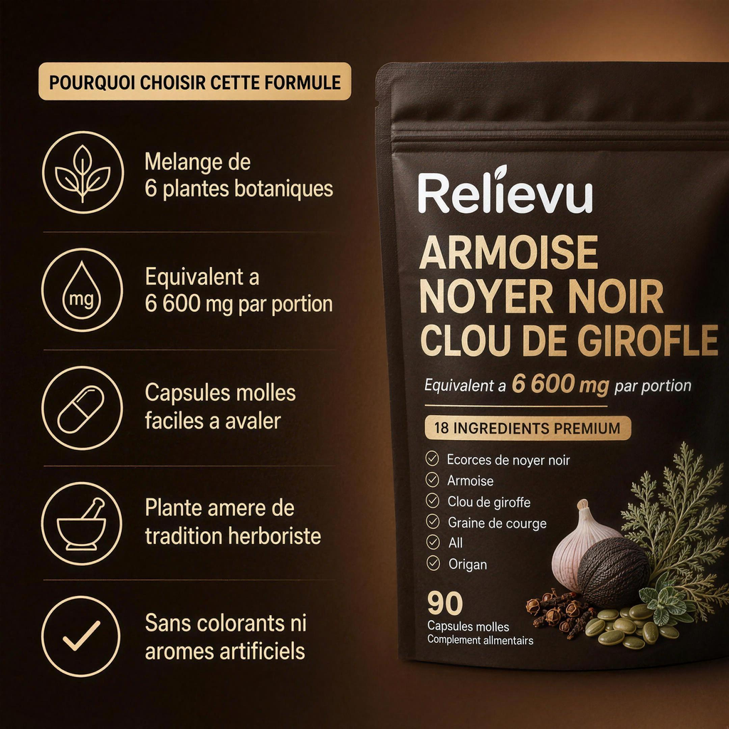 Pourquoi choisir cette formule : mélange de 6 plantes, capsules molles, sans colorants ni arômes artificiels