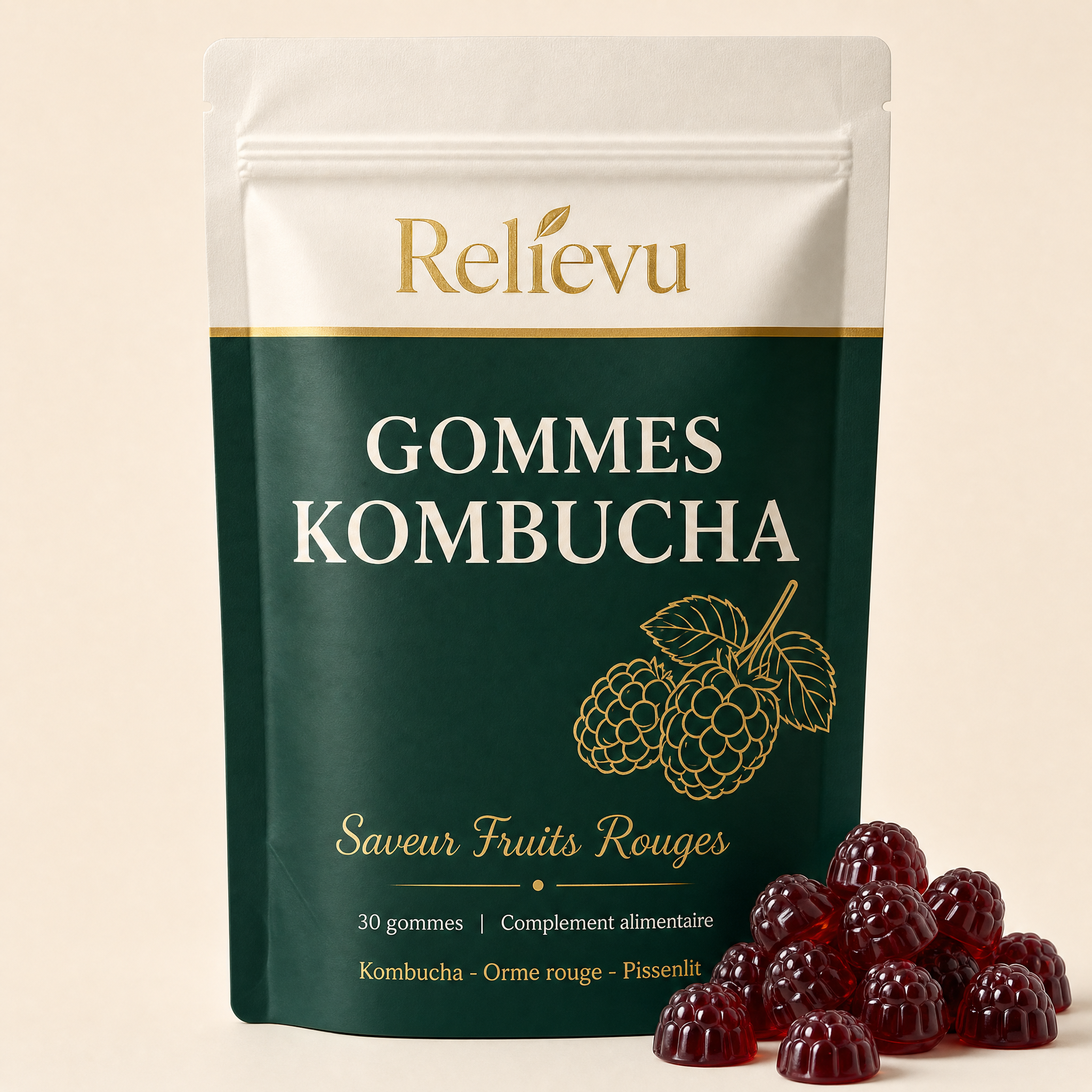 Sachet de Gommes au Kombucha Relievu saveur fruits rouges avec gommes