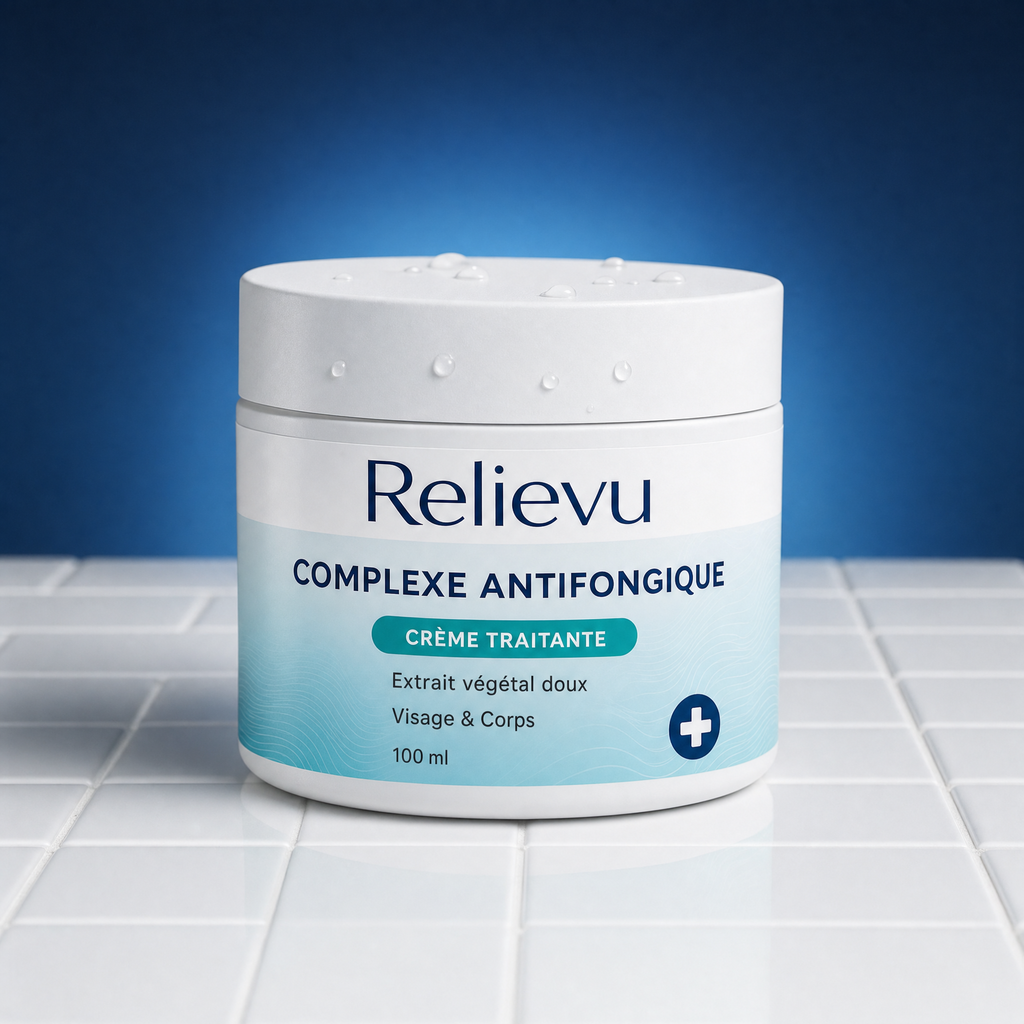 Pot de crème antifongique Relievu 100 ml, complexe antifongique crème traitante visage et corps