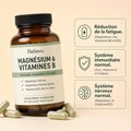 Flacon Relievu Magnésium & Vitamines B, 60 gélules végétales, avec trois bénéfices : réduction de la fatigue, système immunitaire normal, système nerveux normal