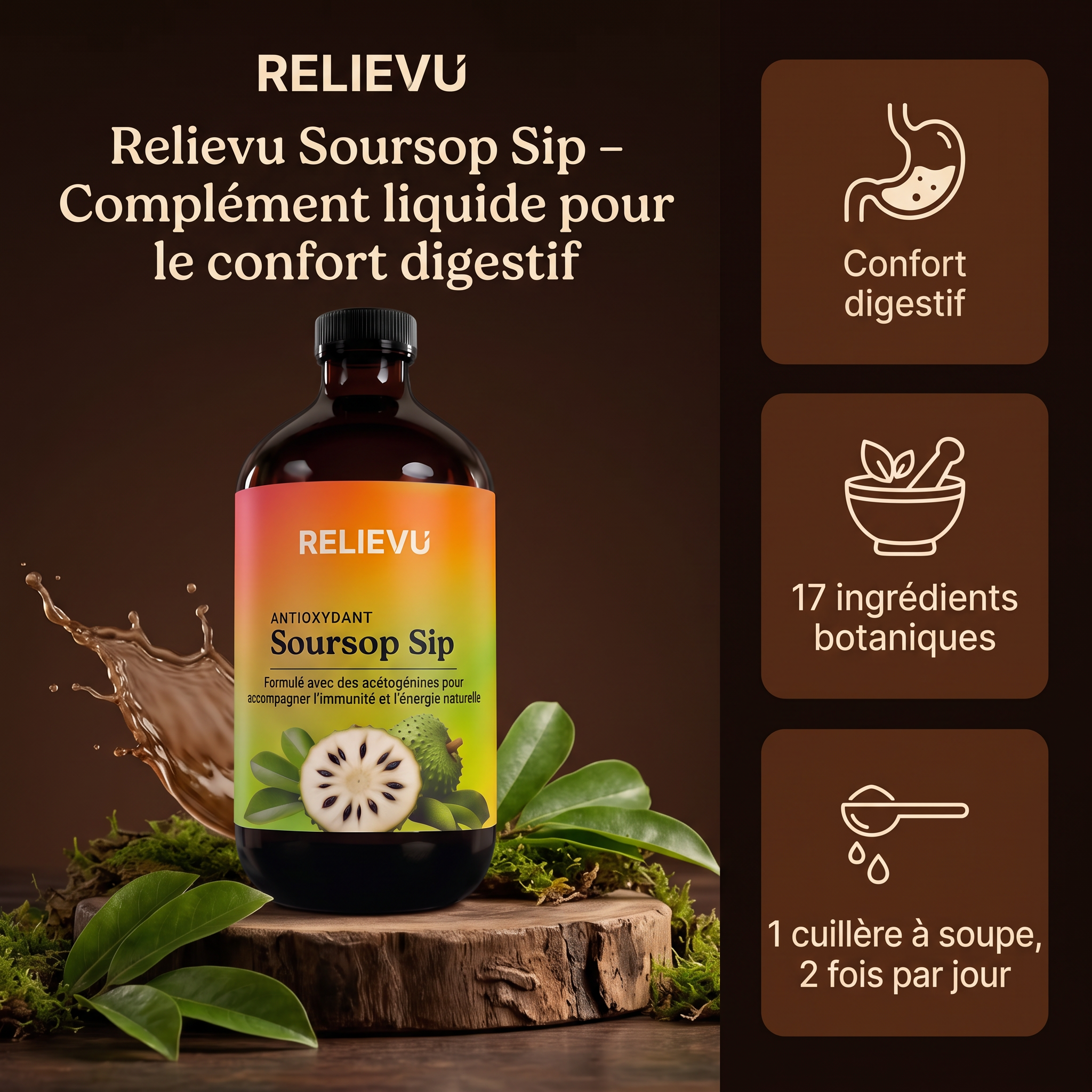 Relievu Soursop Sip – Complément liquide pour le confort digestif — Relievu 1