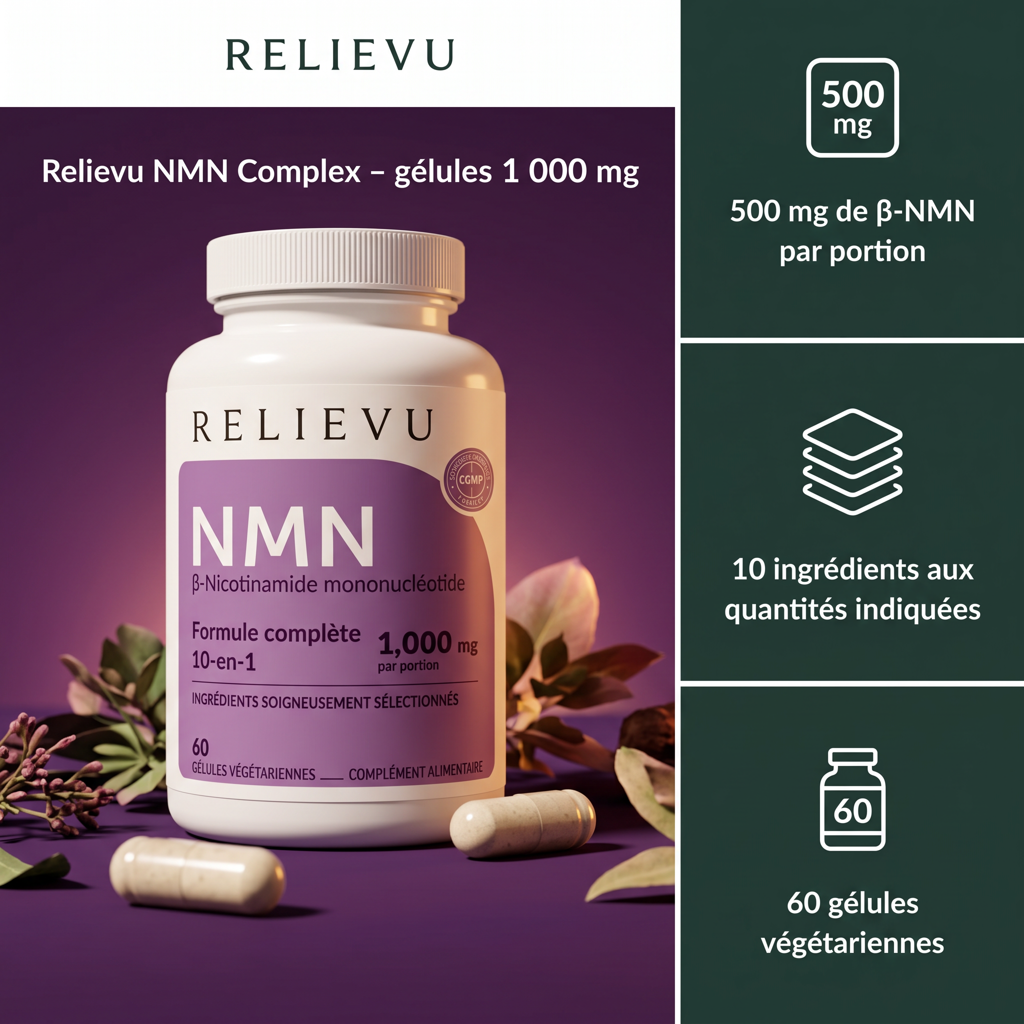 Relievu NMN Complex – gélules 1 000 mg — Relievu 1