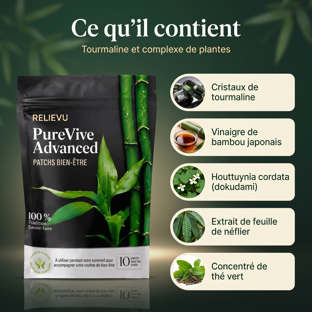 Ce qu'il contient : cristaux de tourmaline, vinaigre de bambou japonais, houttuynia cordata, extrait de feuille de néflier et concentré de thé vert