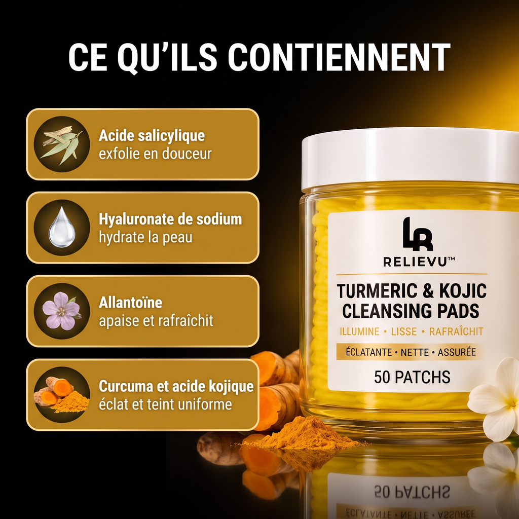 Ce qu'ils contiennent : acide salicylique, hyaluronate de sodium, allantoïne, curcuma et acide kojique