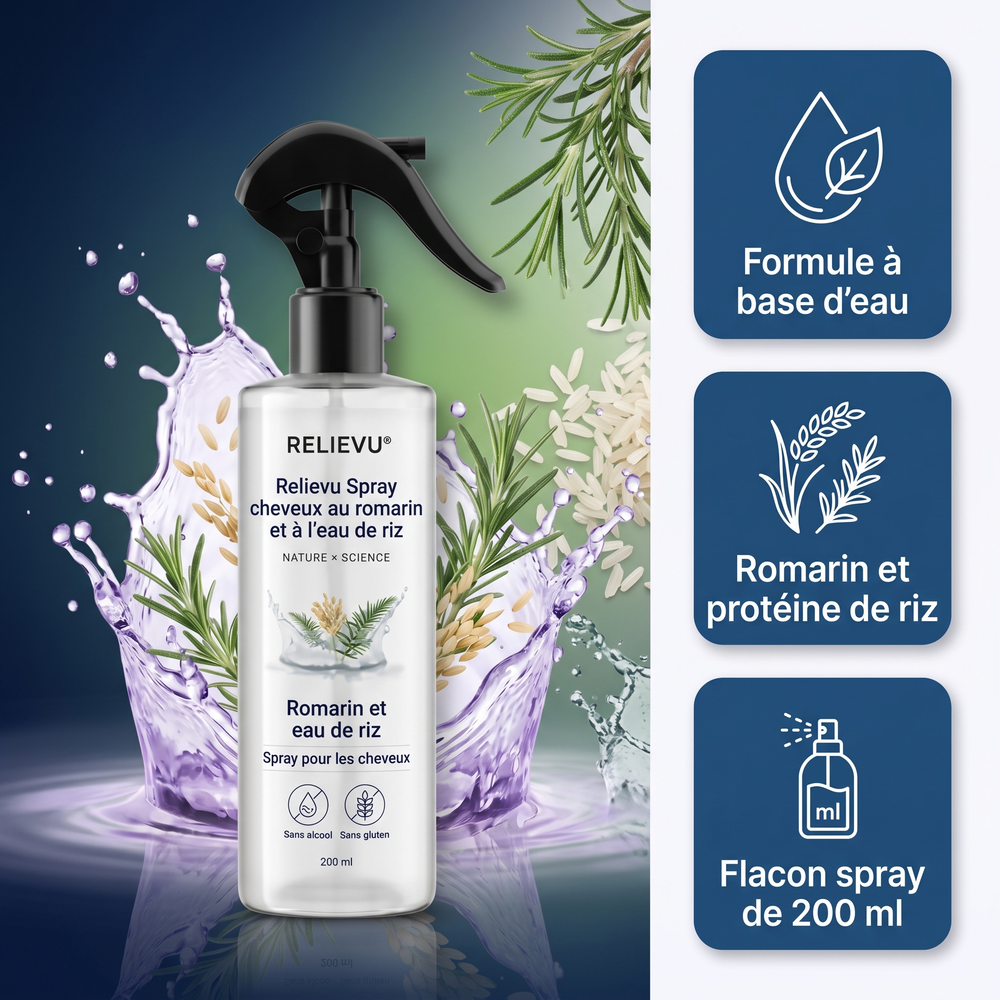 Relievu Spray cheveux au romarin et à l’eau de riz