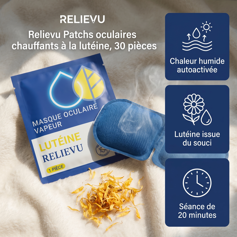 Relievu Patchs oculaires chauffants à la lutéine, 30 pièces