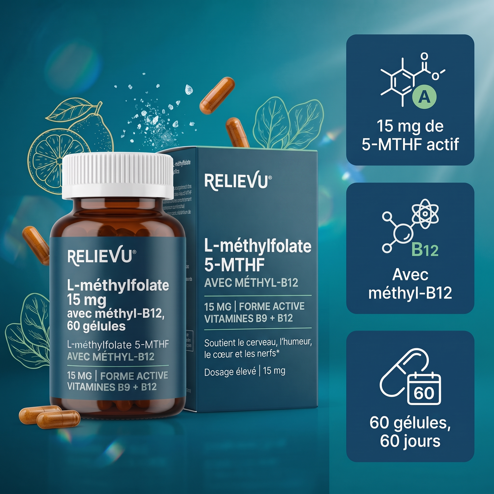 L-méthylfolate 15 mg et méthyl-B12