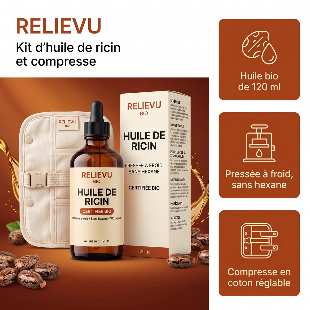 Kit d'huile de ricin et compresse