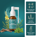 Flacon spray en verre ambré de 50 ml Relievu avec molène, thym et origan