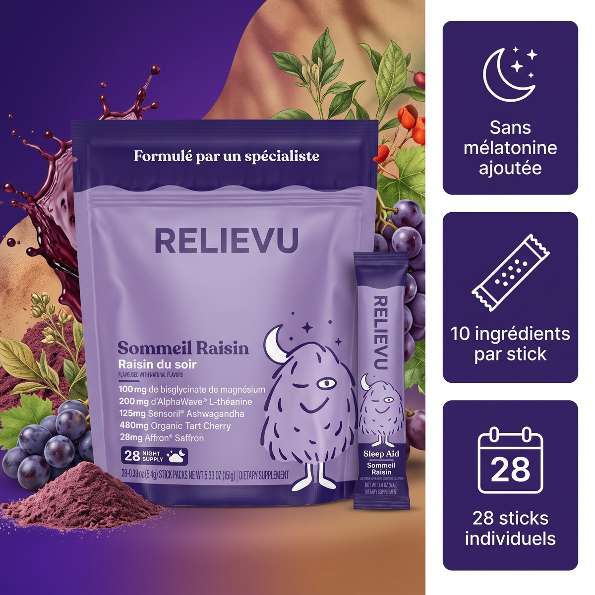 Complexe Sommeil Sans Mélatonine Au Raisin — Relievu 1