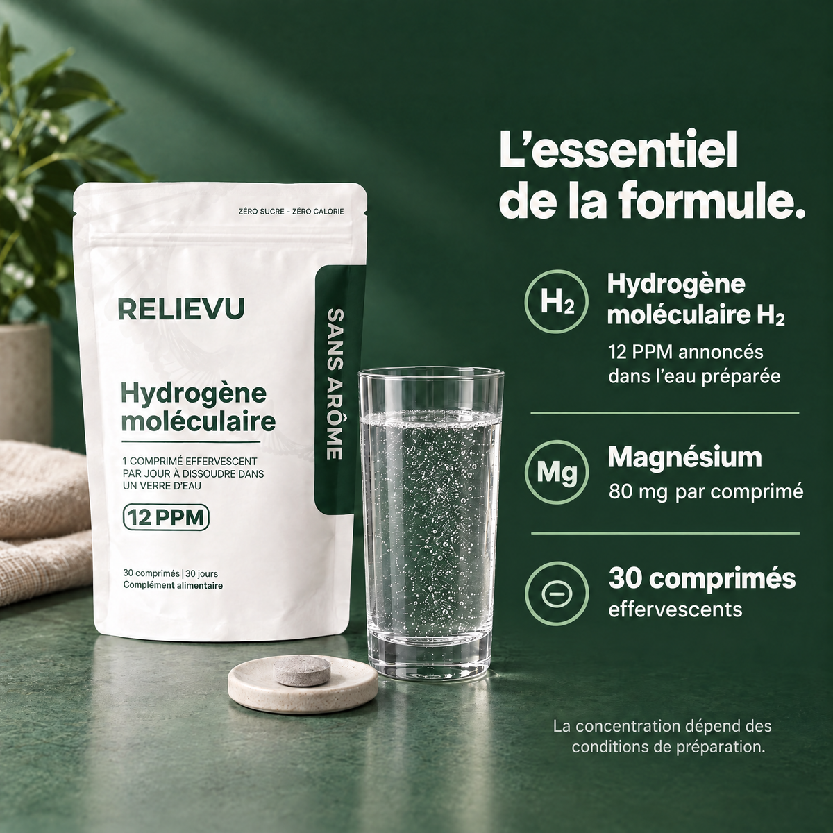 Hydrogène moléculaire 12 ppm — ingrédients