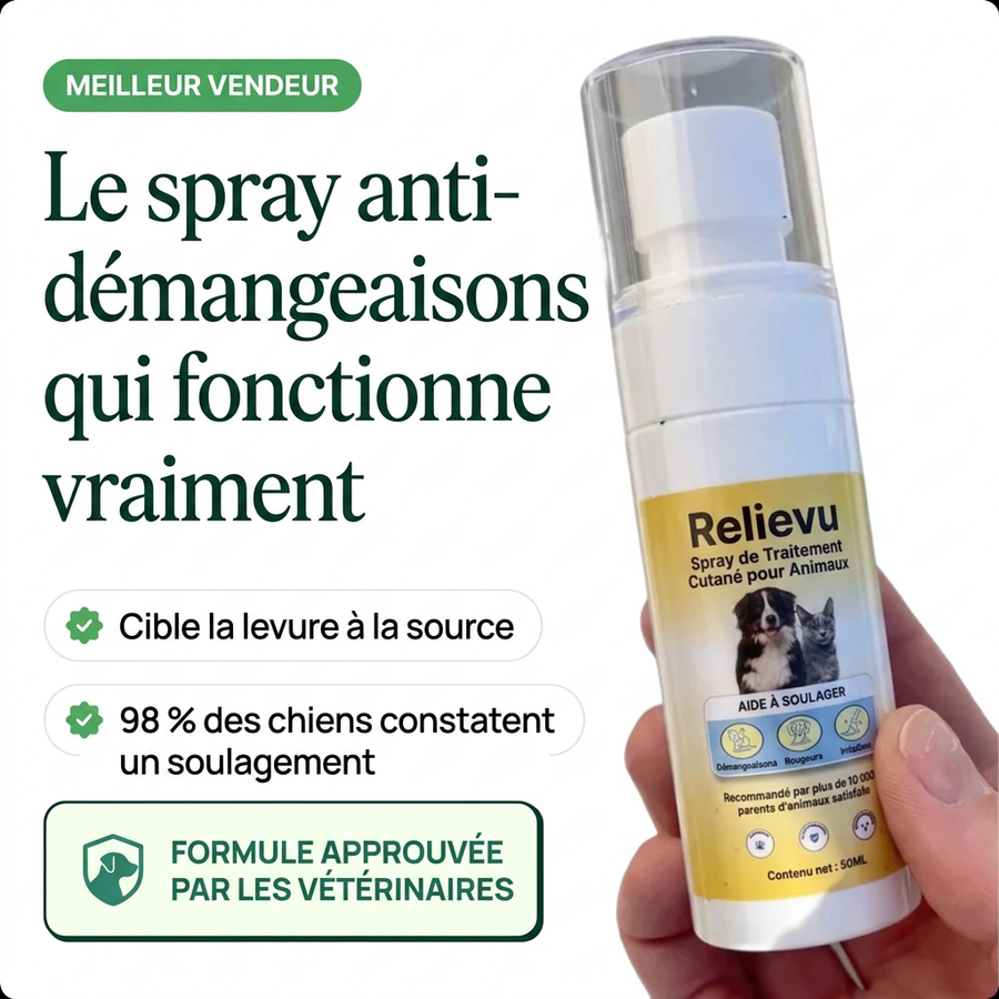 Relievu Spray de Traitement Cutané pour Animaux - Anti-Démangeaisons