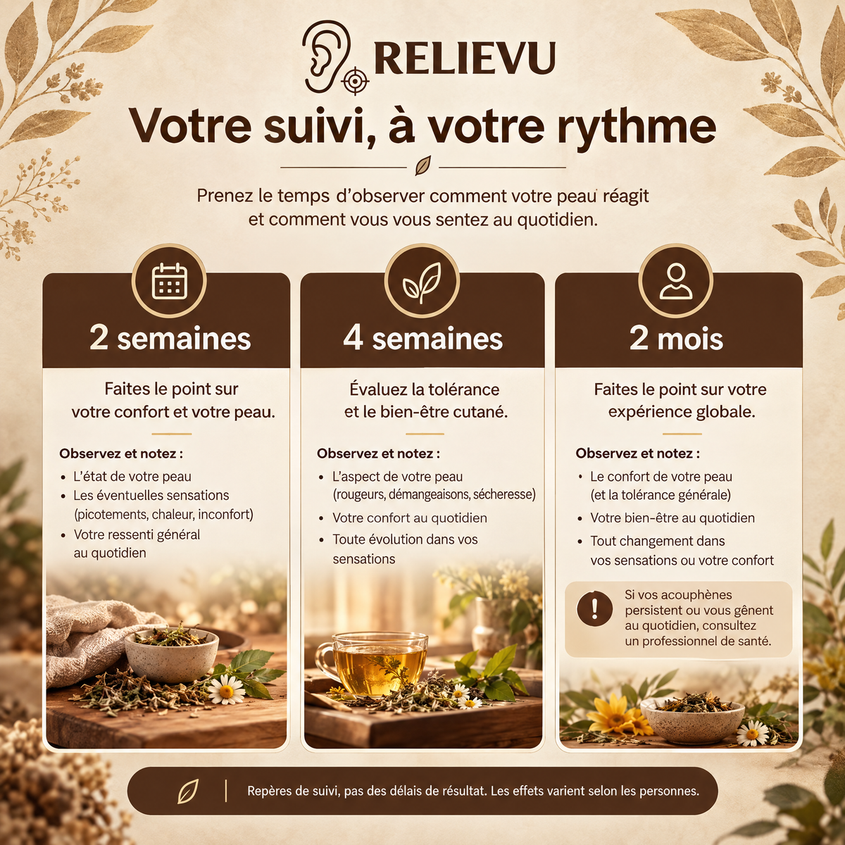 Patchs Aux Extraits Végétaux Pour Acouphènes — Suivi à 2 semaines, 4 semaines et 2 mois