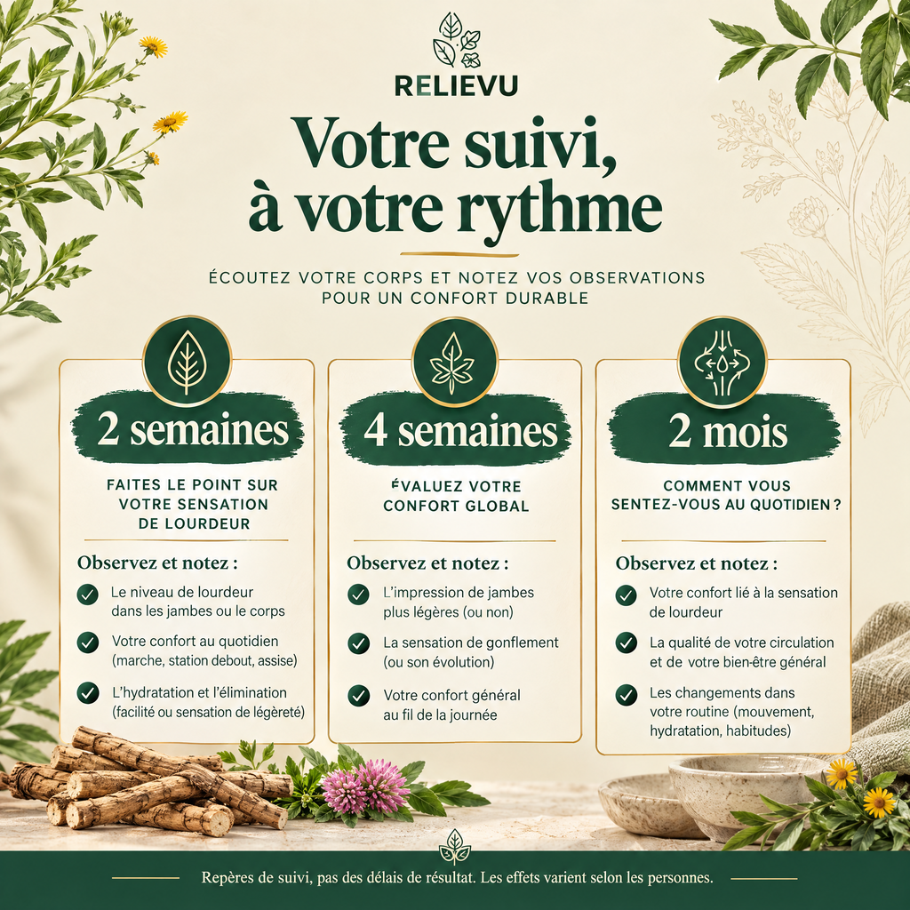 Extraits Botaniques Drainage Lymphatique — Suivi à 2 semaines, 4 semaines et 2 mois