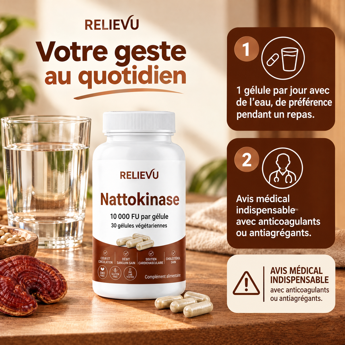 Nattokinase 10 000 FU — Conseils d’utilisation