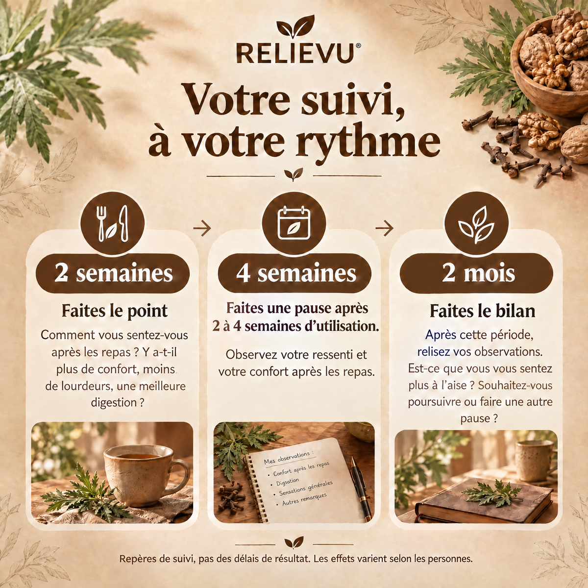 Absinthe, Brou De Noix Et Clou De Girofle 6 600 mg — Suivi à 2 semaines, 4 semaines et 2 mois