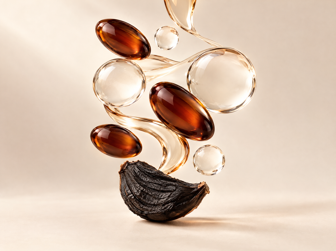 Ail noir fermenté et CoQ10 ubiquinol — S-allyl-L-cystéine, composition abstraite.