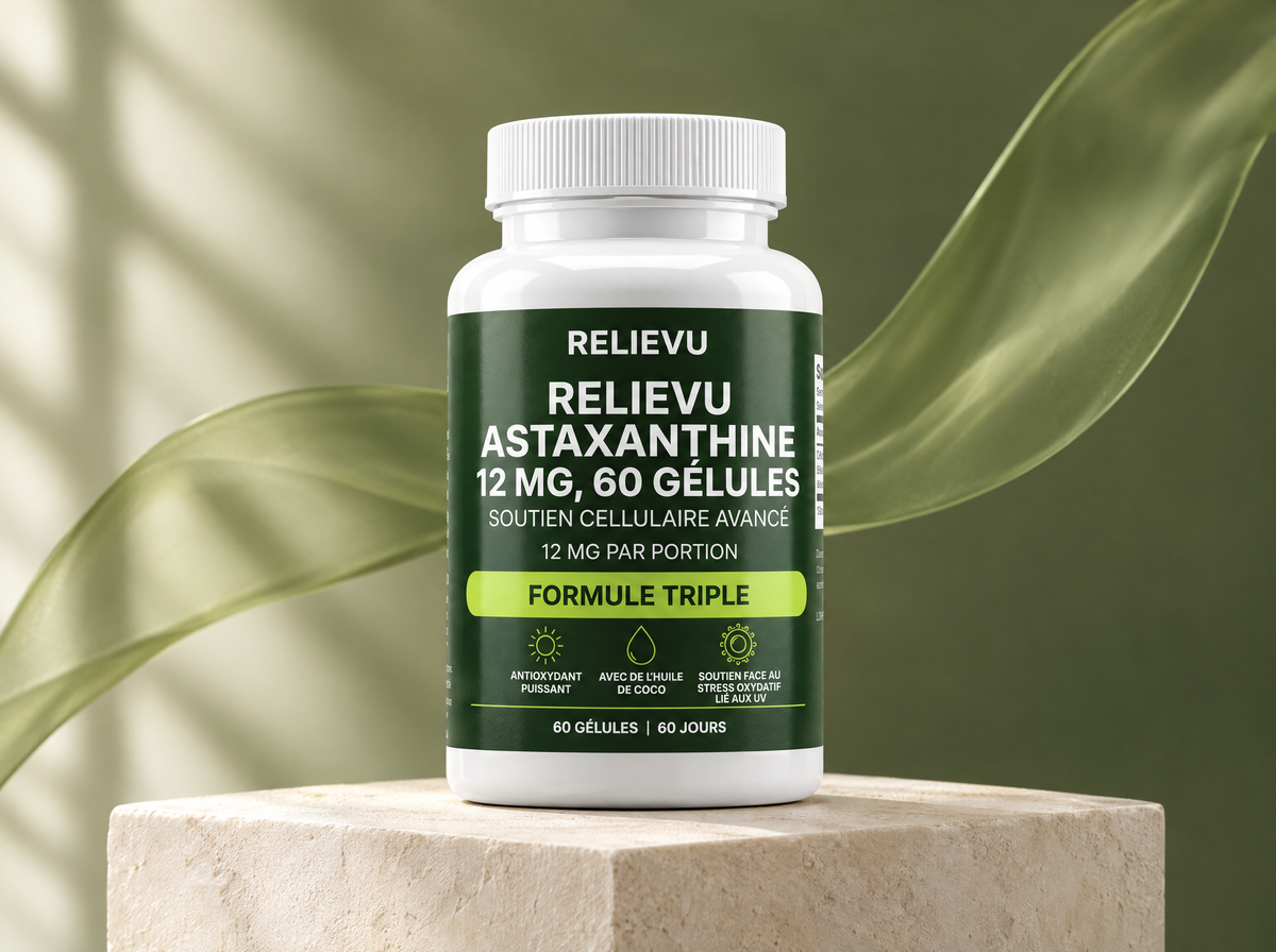 Astaxanthine 12 mg, présentation du produit Relievu.