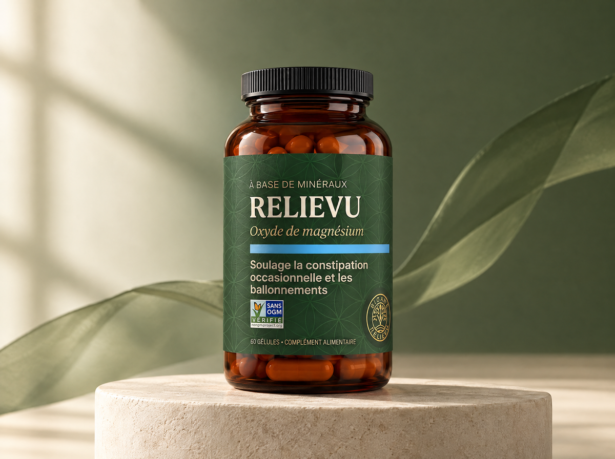 BowelRelief · Oxyde de magnésium, présentation du produit Relievu.