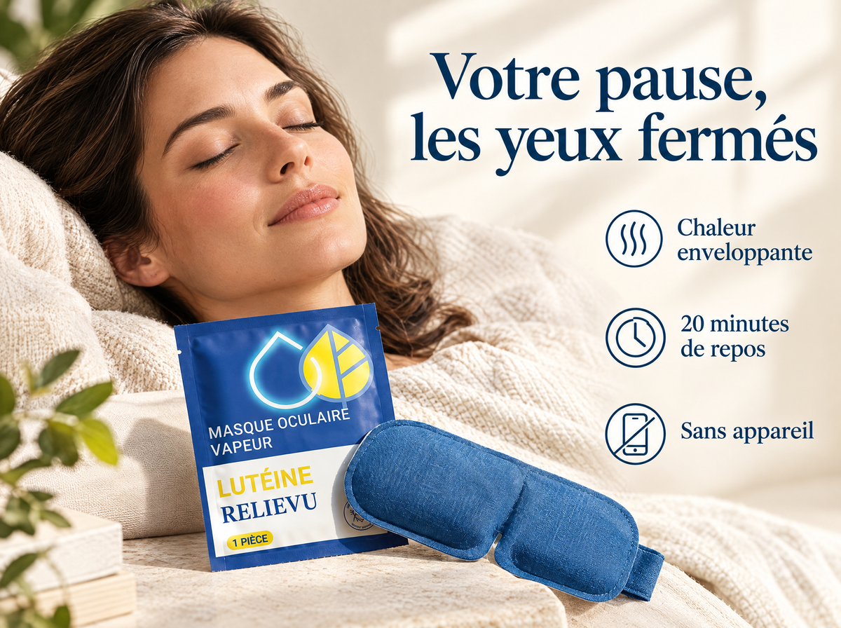 Patchs oculaires chauffants à la lutéine : Chaleur enveloppante, 20 minutes de repos, Sans appareil.