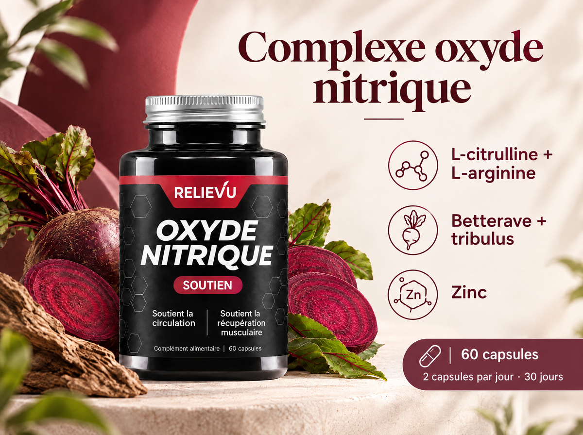 Complexe oxyde nitrique — Complexe oxyde nitrique ; 60 capsules ; 2 capsules par jour · 30 jours