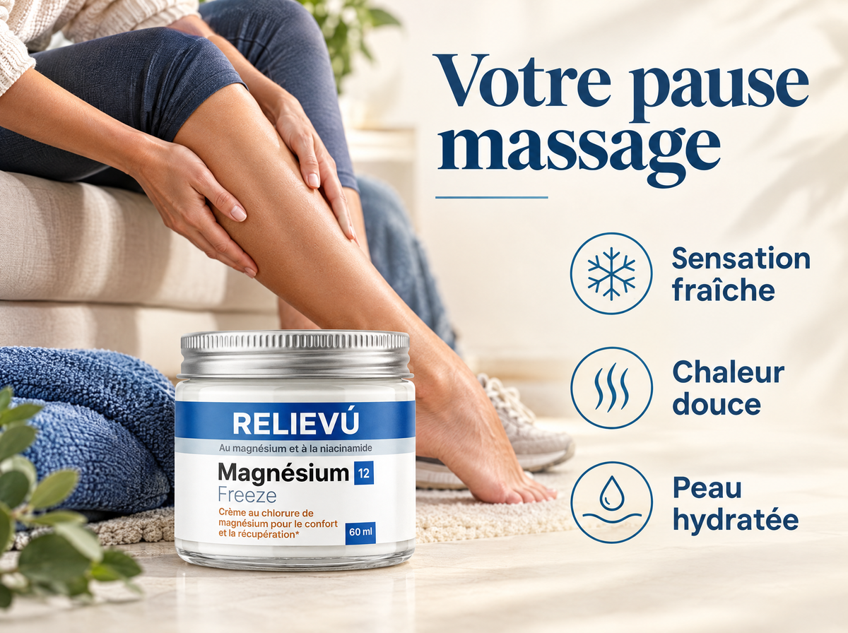 Magnesium Freeze : Sensation fraîche, Chaleur douce, Peau hydratée.