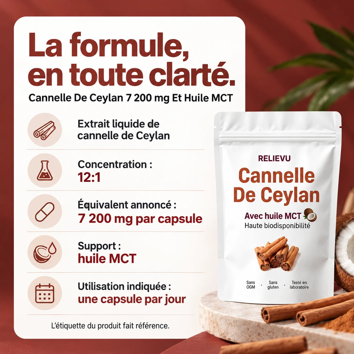Cannelle De Ceylan 7 200 mg Et Huile MCT — Composition et utilisation