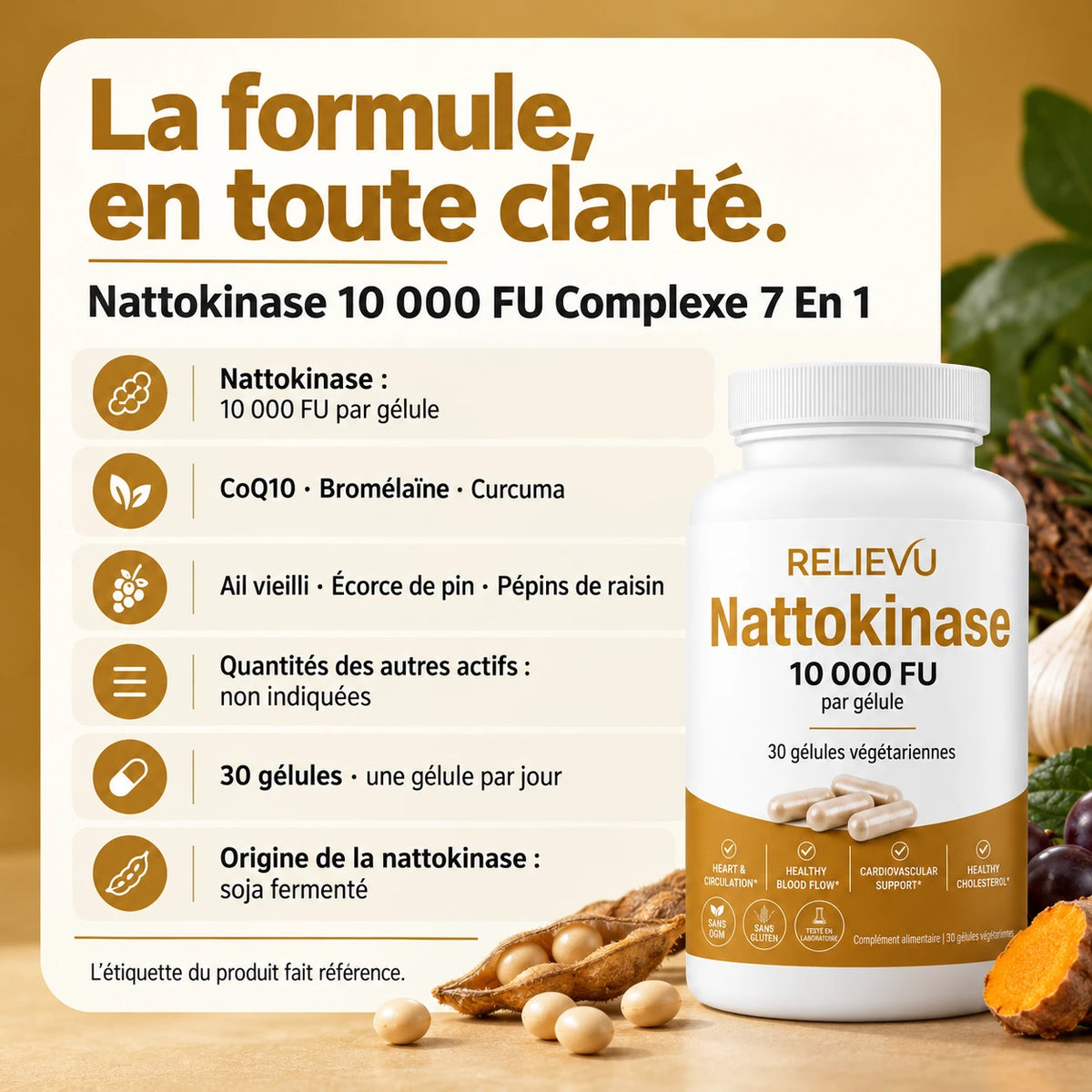 Nattokinase 10 000 FU Complexe 7 En 1 — Composition et utilisation